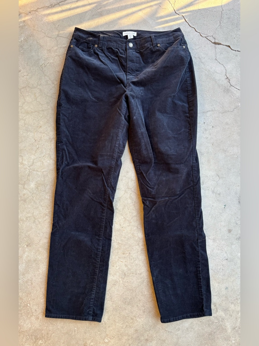 Coldwater Creek Black Corduroy Straight Leg Stretch Pants Women's Size 12